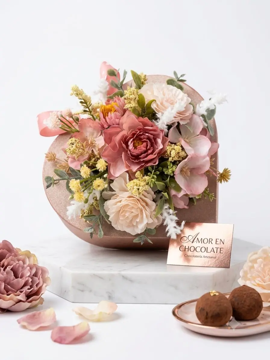 Diseño floral acompañado de chocolates